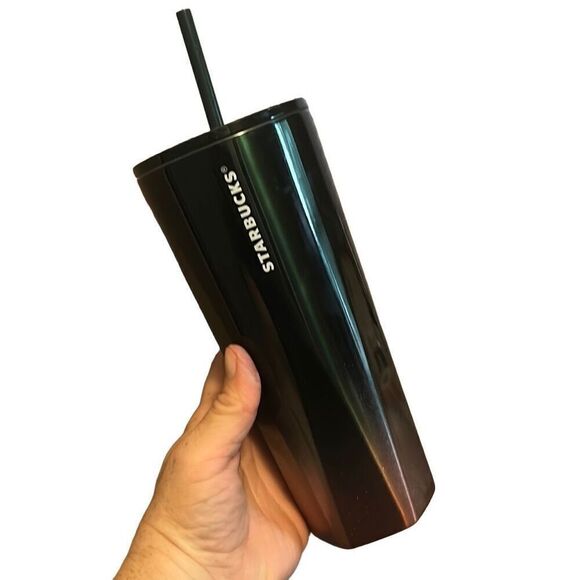 Starbucks Tumbler Black Faceted Cold Cup 24 oz with Straw - Picture 1 of 7